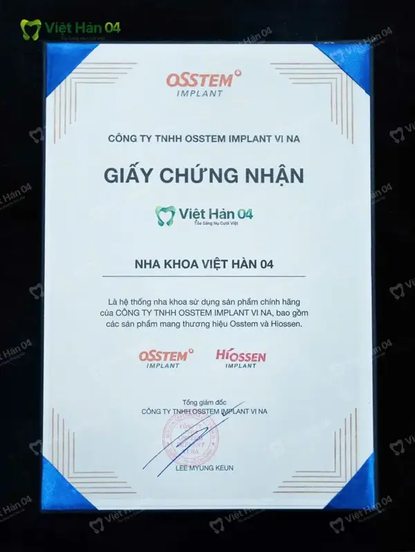 Giấy chứng nhận Osstem Implant 